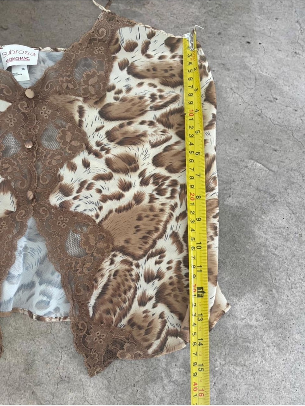 Simon Chang Brown Lace Trim Animal Print Cami - Picture 5 of 5